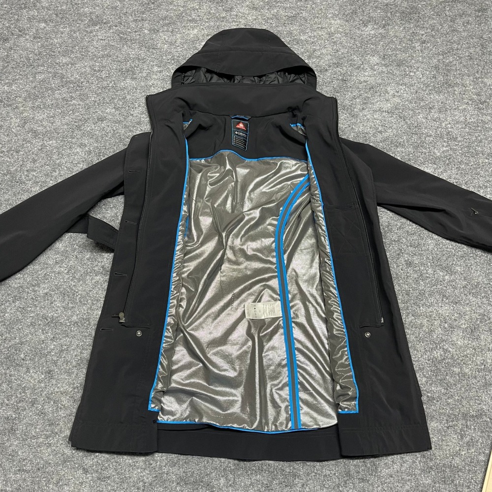 Columbia Coat Womens Medium Black Omni-Heat Trench Double Breasted Belted Hooded - Picture 3 of 16